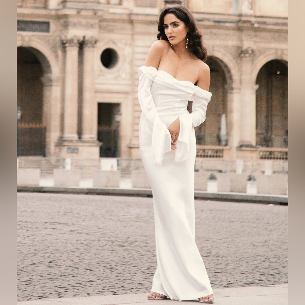 COPY - Meshki Giselle Off Shoulder Cowl Neck Maxi Dress - White Size Small NWT